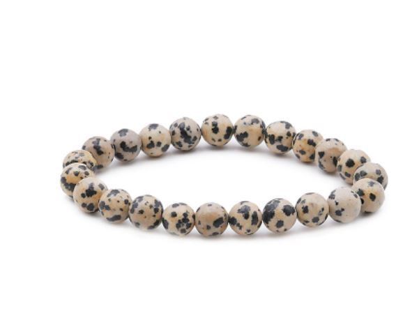 Bracelet Boule en Jaspe Dalmatien – 8 mm