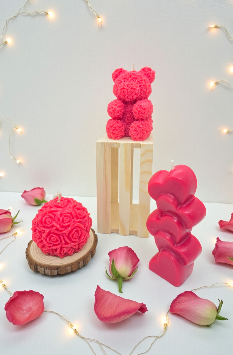 Bougie Saint-Valentin – Bouquet de Roses Ardentes (édition moulée)