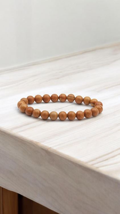 Bracelet boules bois naturel
