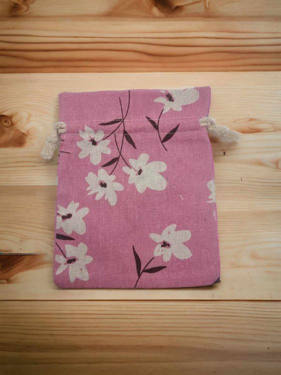 Pochette jute fleurs