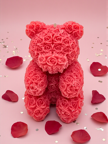Bougie Saint-Valentin – Ourson de Roses (édition moulée)