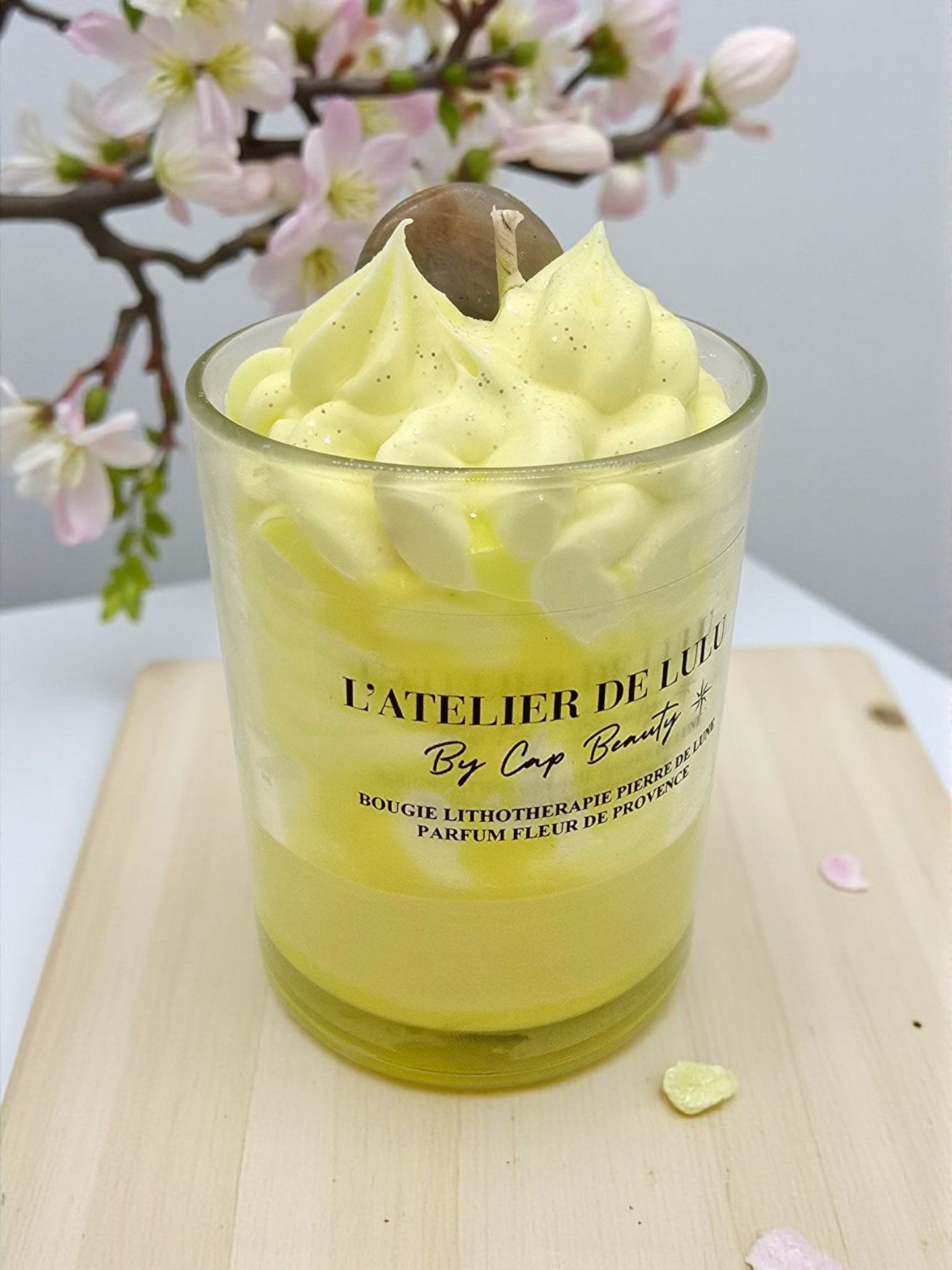 Bougie Lithothérapie – Fleur de Provence & Pierre de Lune