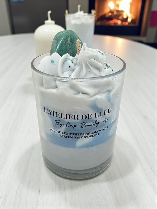 Bougie Lithothérapie – Nuit d’Orient & Amazonite